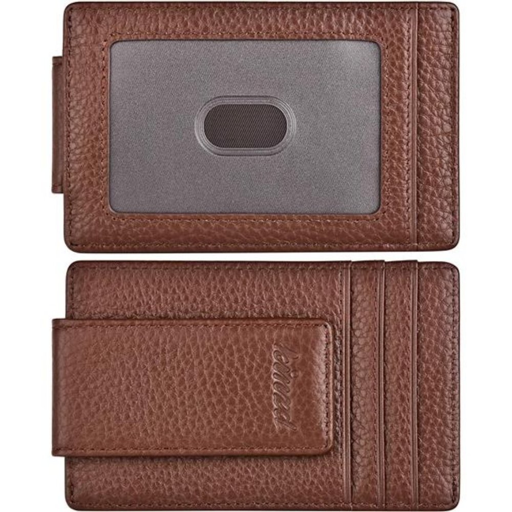 Money Clip, Front Pocket Wallet, Leather RFID Blocking Strong Magnet thin Wallet
